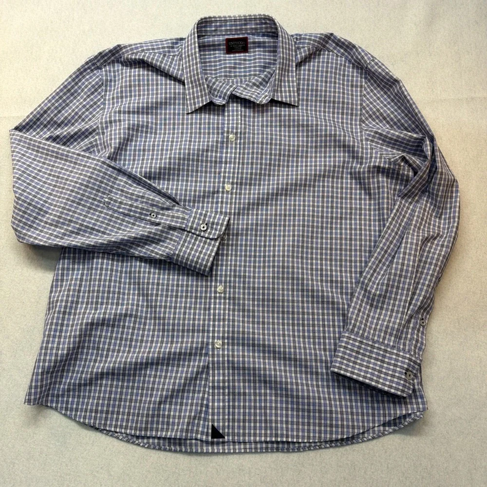 UNTUCKit   Durif WF Reg Fit Men's‎ XXXL  Long Sleeve Button Up Blue Plaid 01096 - Picture 5 of 13